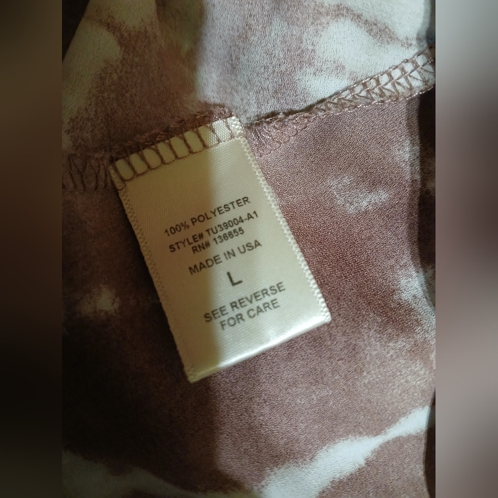 West Kei Large Mauve White Tie Dye Blouse Crop Twist Front - Picture 4 of 4